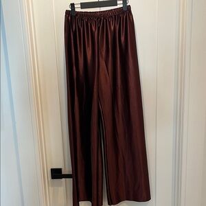 Satin Wide-Leg Pants in Deep Burgundy. No Tags but Never Worn.